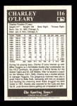 1991 Conlon #116   -  Charley O'Leary 1927 Yankees Back Thumbnail