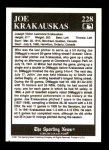 1991 Conlon #228   -  Joe Krakauskas Trivia Back Thumbnail