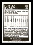 1991 Conlon #245  Bubbles Hargrave  Back Thumbnail