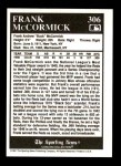 1991 Conlon #306   -  Frank McCormick Most Valuable Player Back Thumbnail