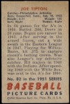 1951 Bowman #82  Joe Tipton  Back Thumbnail