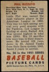1951 Bowman #26  Phil Rizzuto  Back Thumbnail
