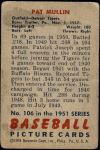 1951 Bowman #106  Pat Mullin  Back Thumbnail
