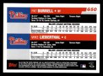 2006 Topps #650   -  Pat Burrell / Mike Lieberthal Phillies Team Stars Back Thumbnail