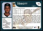 2001 Topps #413  Jeff Abbott  Back Thumbnail