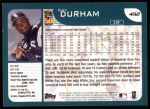 2001 Topps #492  Ray Durham  Back Thumbnail