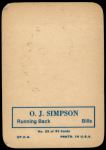 1970 Topps Super Glossy #22  O.J. Simpson  Back Thumbnail