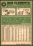 1967 Topps #400 Roberto Clemente Back Thumbnail