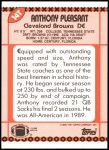 1990 Topps Traded #14 T Anthony Pleasant  Back Thumbnail