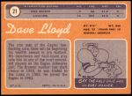 1970 Topps #21  Dave Lloyd  Back Thumbnail