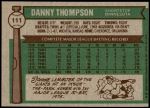 1976 Topps #111  Danny Thompson  Back Thumbnail