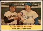 1958 Topps #436   -  Willie Mays / Duke Snider Rival Fence Busters Front Thumbnail