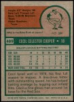1975 Topps #489  Cecil Cooper  Back Thumbnail