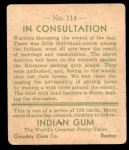 1933 Goudey Indian Gum #114  In Consultation   Back Thumbnail