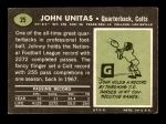 1969 Topps #25  Johnny Unitas  Back Thumbnail