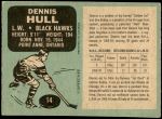 1970 O-Pee-Chee #14  Dennis Hull  Back Thumbnail