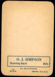 1970 Topps Super Glossy #22  O.J. Simpson  Back Thumbnail