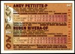 1995 Topps #640  Ruben Rivera / Andy Pettitte  Back Thumbnail