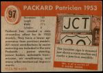 1954 Topps World on Wheels #97   Packard Patrician 1953 Back Thumbnail