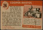 1954 Topps World on Wheels #26   Cooper-Bristol Back Thumbnail