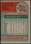 1975 Topps #644  Bill Fahey  Back Thumbnail