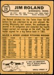 1968 Topps #276  Jim Roland  Back Thumbnail
