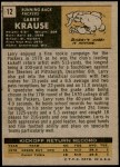 1971 Topps #12  Larry Krause  Back Thumbnail