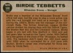 1962 Topps #588  Birdie Tebbetts  Back Thumbnail