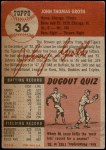 1953 Topps #36  Johnny Groth  Back Thumbnail