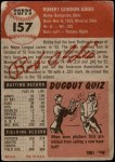 1953 Topps #157  Bob Addis  Back Thumbnail