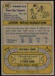 1974 Topps #400  John Brockington  Back Thumbnail