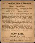 1941 Play Ball #65  Tommy Bridges  Back Thumbnail
