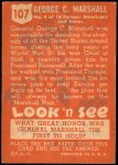 1952 Topps Look 'N See #107  George Marshall  Back Thumbnail