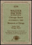 1984 Topps #229   -  Walter Payton Instant Reply Back Thumbnail