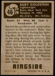 1951 Topps Ringside #46  Ruby Goldstein  Back Thumbnail