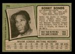 1971 Topps #295  Bobby Bonds  Back Thumbnail