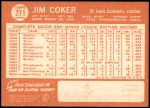 1964 Topps #211  Jim Coker  Back Thumbnail