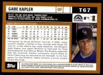 2002 Topps Traded #67 T Gabe Kapler  Back Thumbnail