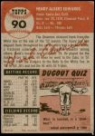 1953 Topps #90  Hank Edwards  Back Thumbnail