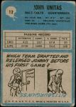 1964 Philadelphia #12  Johnny Unitas  Back Thumbnail