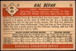 1953 Bowman B&W #43 COR Hal Bevan  Back Thumbnail