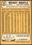 1968 Topps #280 Mickey Mantle Back Thumbnail