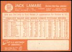 1964 Topps #305  Jack Lamabe  Back Thumbnail
