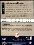 2008 Upper Deck Yankee Stadium Legacy #6681  Mariano Rivera  Back Thumbnail