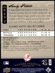 2008 Upper Deck Yankee Stadium Legacy #6692  Andy Pettitte  Back Thumbnail