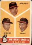 1960 Topps #455   -  Eddie Robinson / Harry Brecheen / Luman Harris Orioles Coaches Front Thumbnail