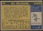 1971 Topps #199  Bill Melchionni  Back Thumbnail