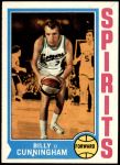 1974 Topps #235  Billy Cunningham  Front Thumbnail