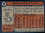 1974 Topps #33  Bob Weiss  Back Thumbnail