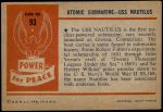 1954 Bowman Power for Peace #93   Atomic Submarine - USS Nautilus Back Thumbnail